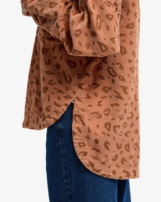 Billabong Women's Stoked On You Long Sleeve Corduroy Shirt Sunburnt EBJWT00120-CLT0