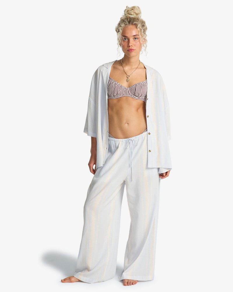 Load image into Gallery viewer, Billabong Women's Beach Side Short Sleeve Shirt Mist Blue EBJWT00121-MBU
