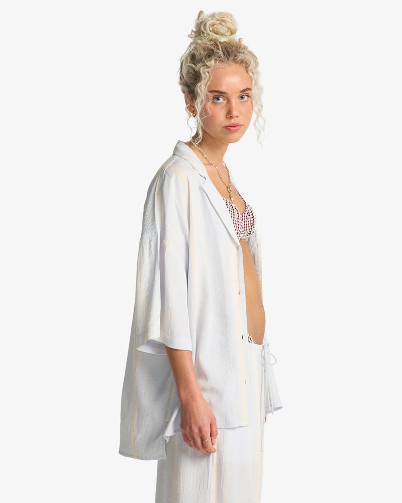 Load image into Gallery viewer, Billabong Women's Beach Side Short Sleeve Shirt Mist Blue EBJWT00121-MBU
