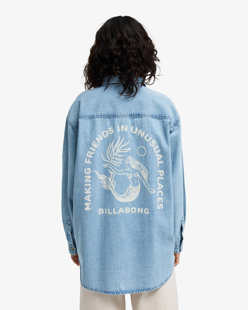 Load image into Gallery viewer, Billabong Women's Down The Coast Long Sleeve Shirt Washed Blue EBJWT00122-BLB0
