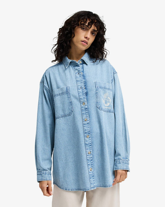 Billabong Women's Down The Coast Long Sleeve Shirt Washed Blue EBJWT00122-BLB0