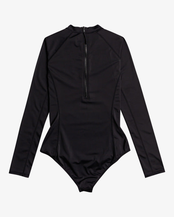 Load image into Gallery viewer, Billabong Women&#39;s Tropical Bodysuit Long Sleeve One Piece Swimsuit Black Pebble EBJX100102_BPB
