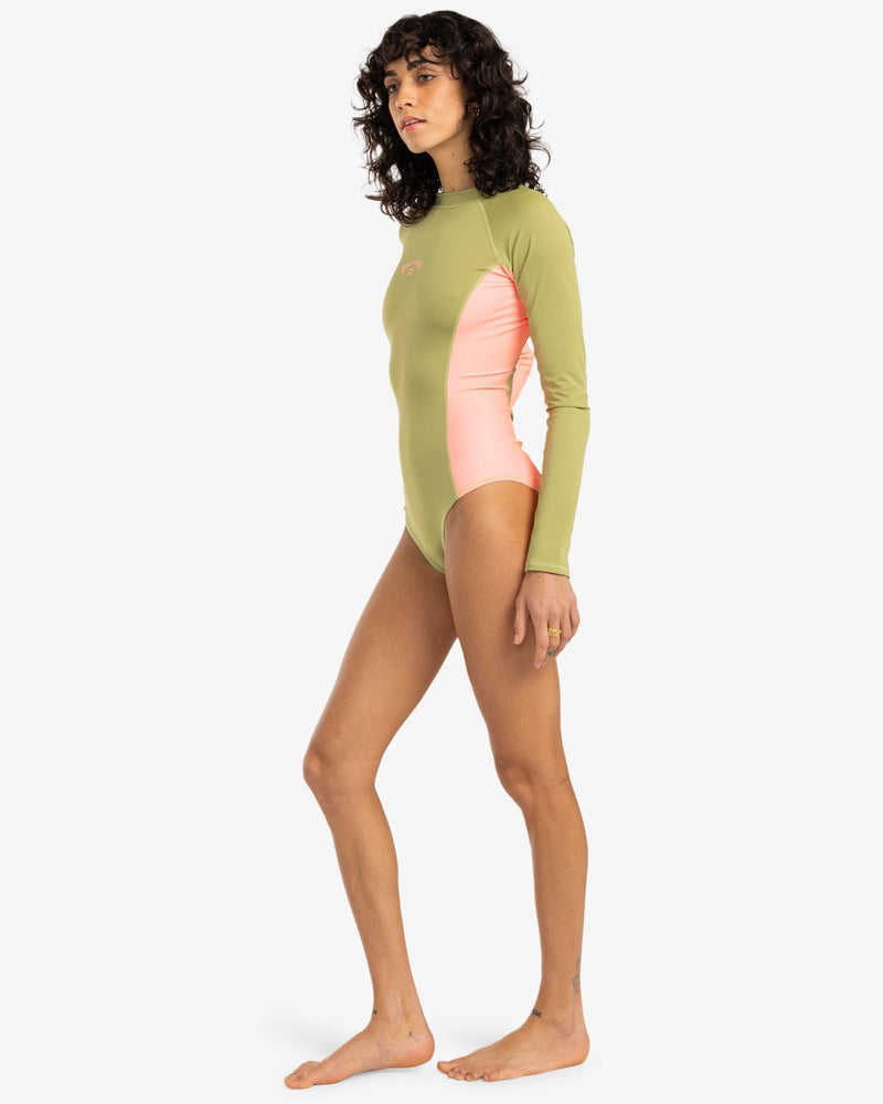 Load image into Gallery viewer, Billabong Women&#39;s Tropical Bodysuit Long Sleeve One Piece Swimsuit Avocado EBJX100102_AVO
