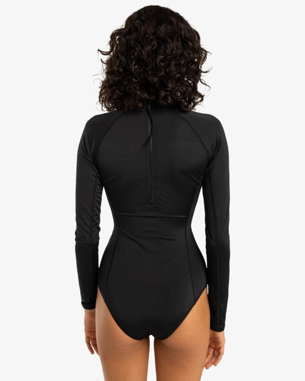 Load image into Gallery viewer, Billabong Women&#39;s Tropical Bodysuit Long Sleeve One Piece Swimsuit Black Pebble EBJX100102_BPB
