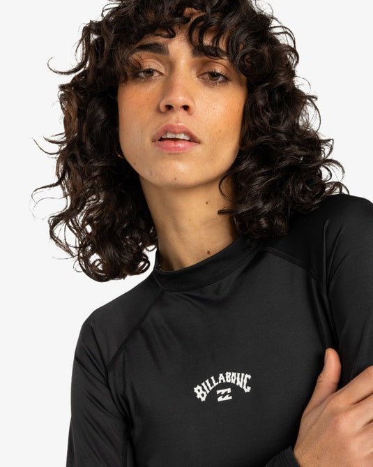 Billabong Women's Tropical Bodysuit Long Sleeve One Piece Swimsuit Black Pebble EBJX100102_BPB