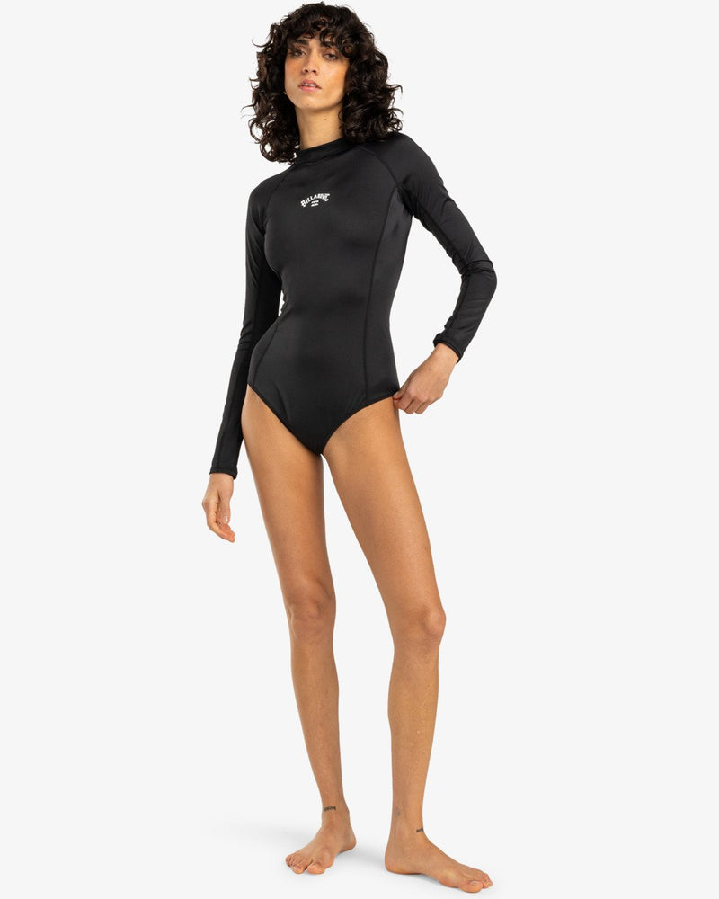 Load image into Gallery viewer, Billabong Women&#39;s Tropical Bodysuit Long Sleeve One Piece Swimsuit Black Pebble EBJX100102_BPB
