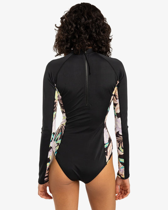 Billabong Women's Tropical Bodysuit Long Sleeve One Piece Swimsuit Multi EBJX100102_MUL