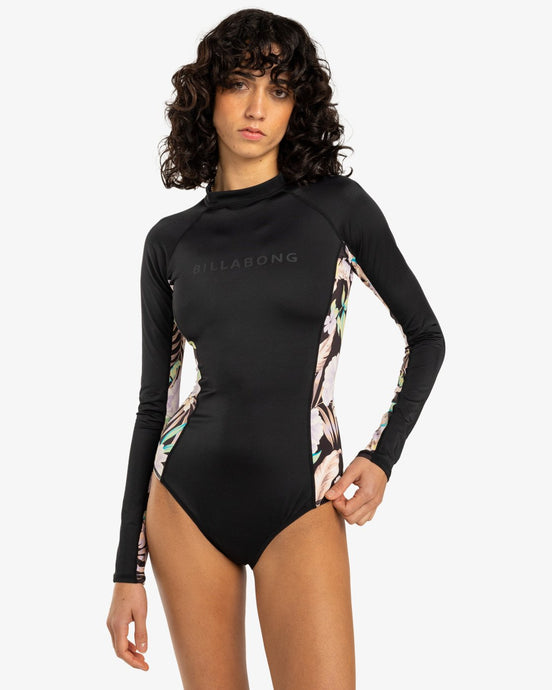 Billabong Women's Tropical Bodysuit Long Sleeve One Piece Swimsuit Multi EBJX100102_MUL