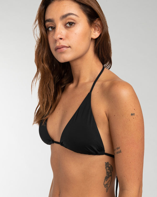 Load image into Gallery viewer, Billabong Women&#39;s Sol Searcher Multi Tri Triangle Bikini Top Black Pebble EBJX300103_BPB
