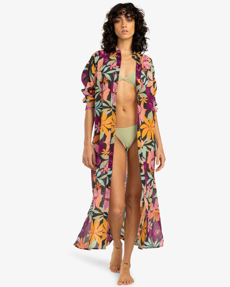 Load image into Gallery viewer, Billabong Women&#39;s Daylight Beach Shirt Night Tropical EBJX603000-BQT0
