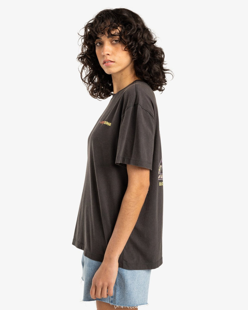 Load image into Gallery viewer, Billabong Women&#39;s Retro Surfin Short Sleeves T-Shirt Off Black EBJZT00422-KTA0
