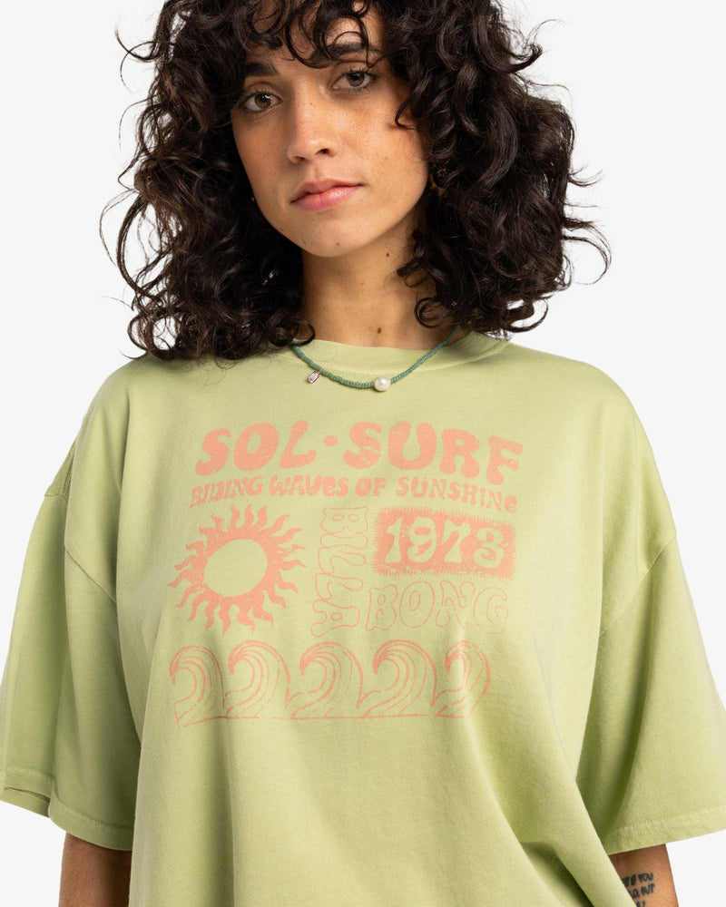 Load image into Gallery viewer, Billabong Women&#39;s Sol Surf T-Shirt Pistachio EBJZT00428-GFM0
