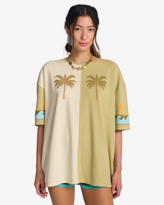 Billabong Women's Split Palm Short Sleeve T-Shirt Sulfur EBJZT00578-YKN0