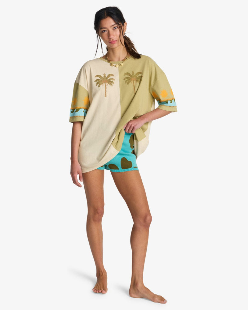 Load image into Gallery viewer, Billabong Women's Split Palm Short Sleeve T-Shirt Sulfur EBJZT00578-YKN0
