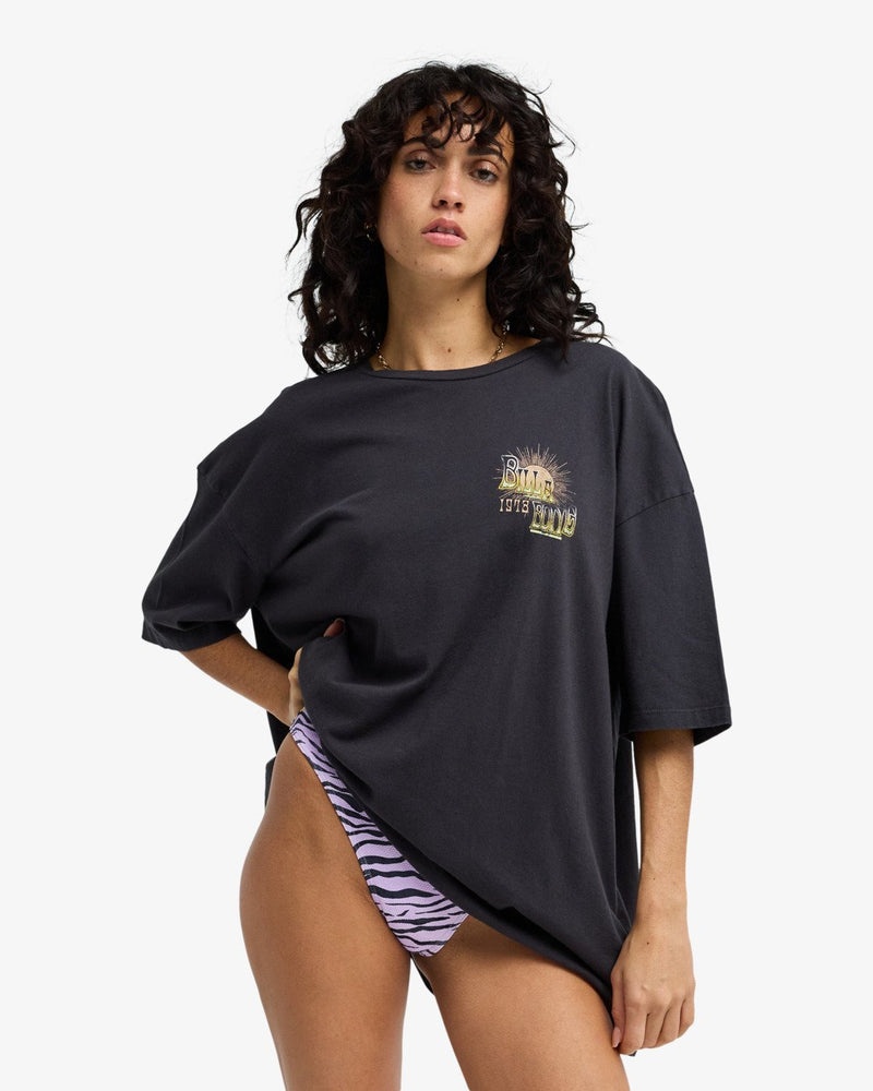 Load image into Gallery viewer, Billabong Women's Sun Chasing Short Sleeve T-Shirt Off Black EBJZT00581-OFB
