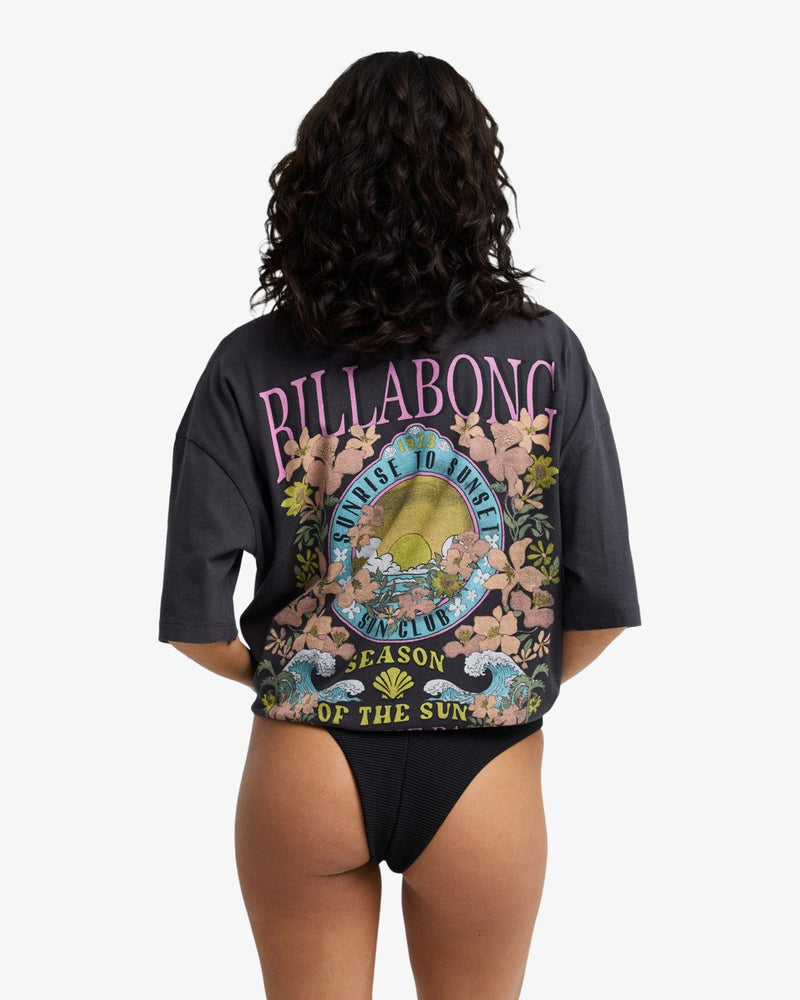 Load image into Gallery viewer, Billabong Women's Floral Rocker Short Sleeve T-Shirt Off Black EBJZT00590-OFB
