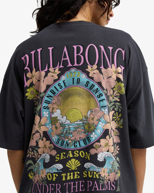 Billabong Women's Floral Rocker Short Sleeve T-Shirt Off Black EBJZT00590-OFB