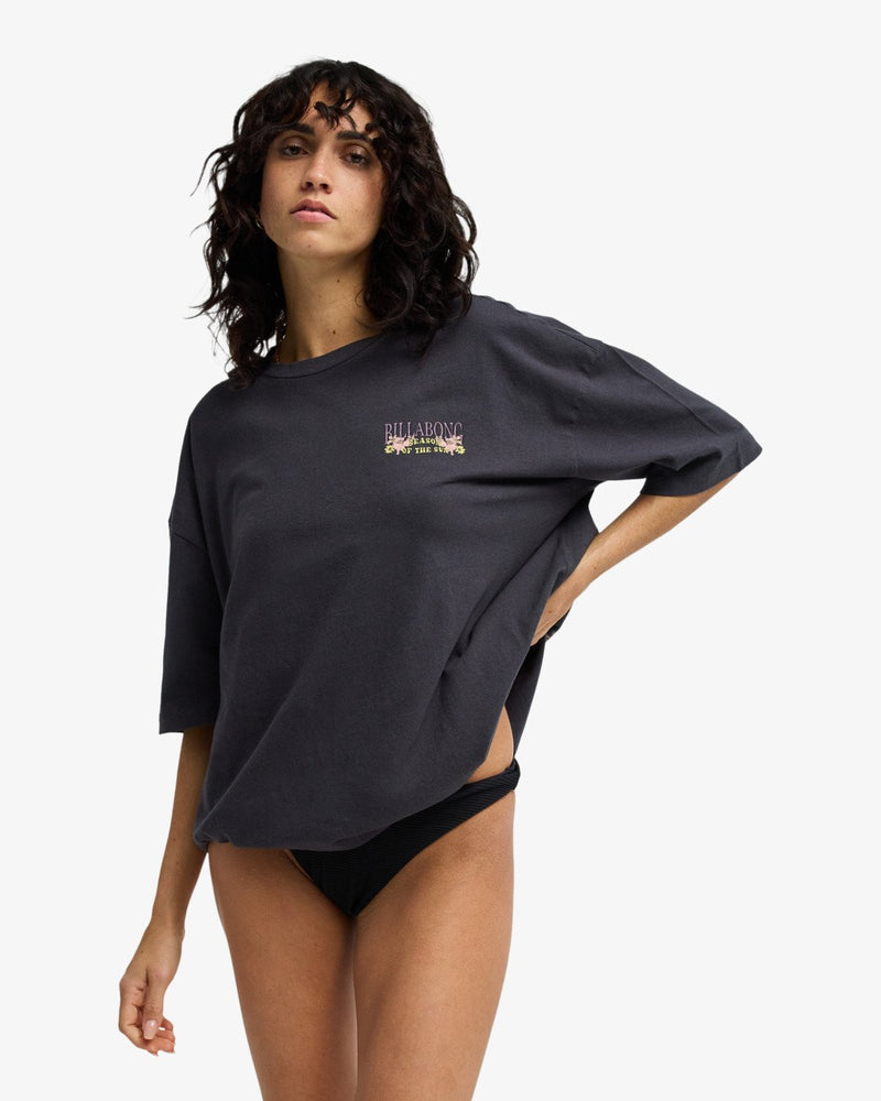 Load image into Gallery viewer, Billabong Women's Floral Rocker Short Sleeve T-Shirt Off Black EBJZT00590-OFB
