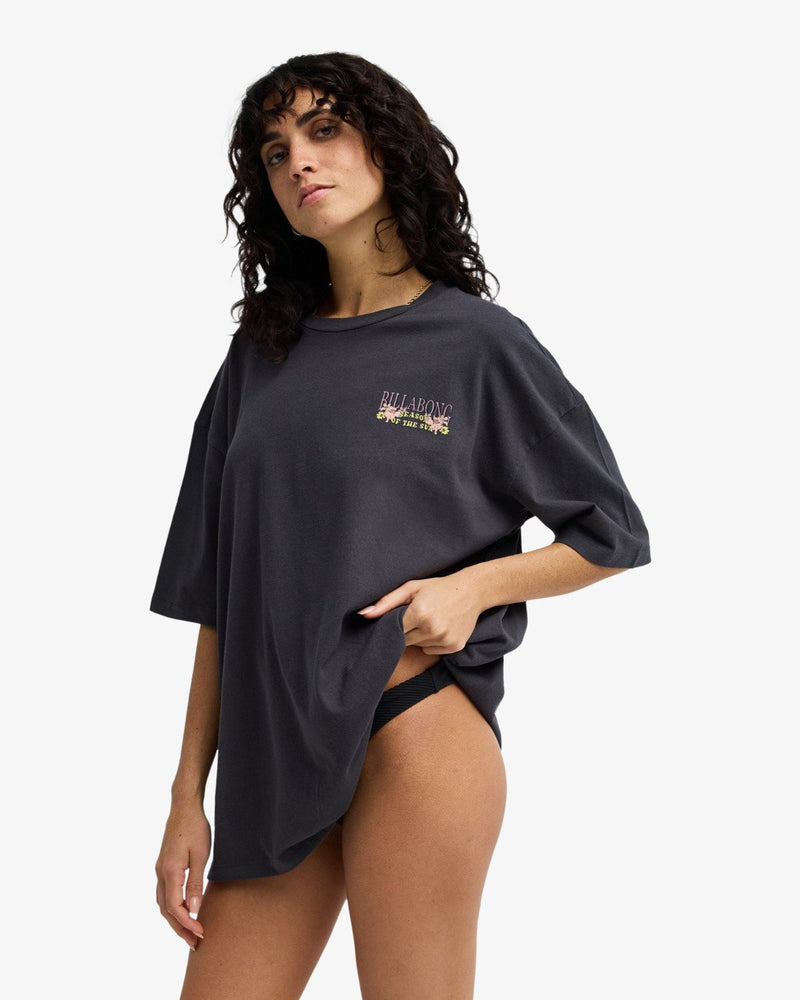 Load image into Gallery viewer, Billabong Women's Floral Rocker Short Sleeve T-Shirt Off Black EBJZT00590-OFB
