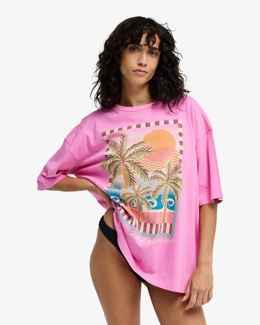 Billabong Women's Feel The Heat T-shirt Party Pink EBJZT00621-MGF0