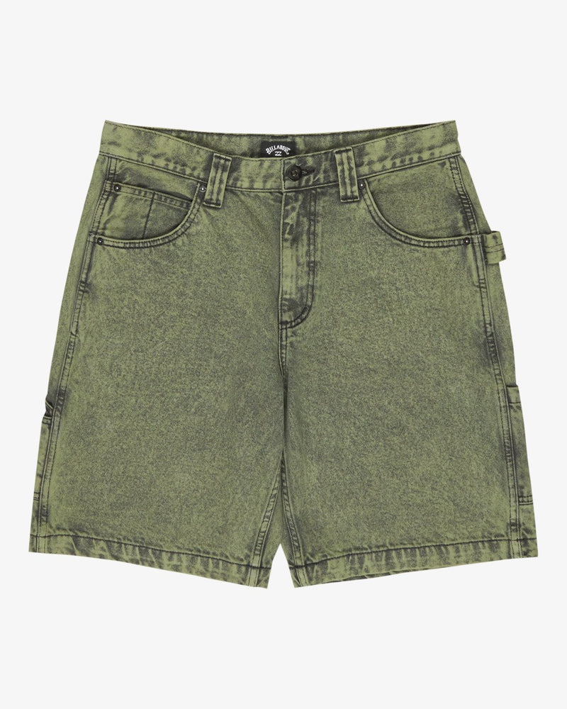 Load image into Gallery viewer, Billabong Men's Bad Dog Workwear Denim Shorts Moss Green EBYDS03002-GLW0
