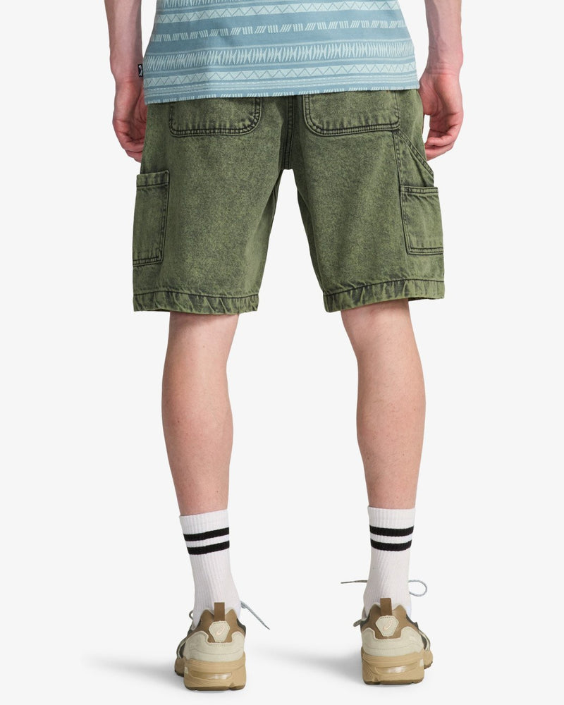 Load image into Gallery viewer, Billabong Men's Bad Dog Workwear Denim Shorts Moss Green EBYDS03002-GLW0
