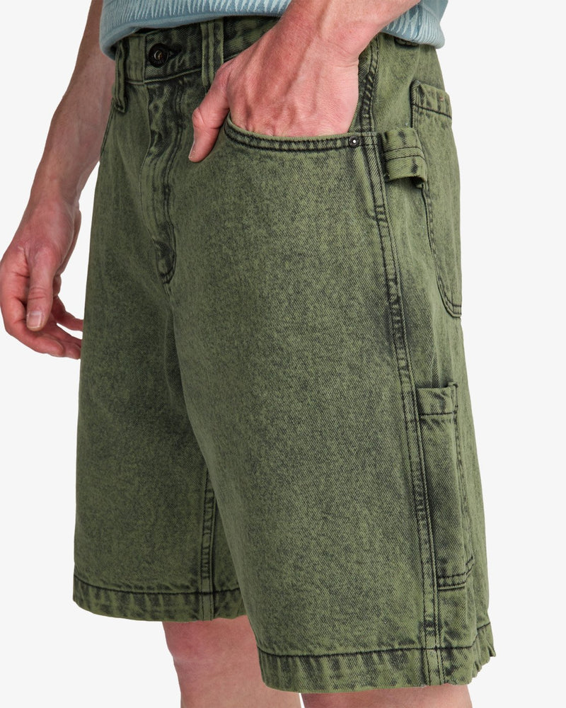 Load image into Gallery viewer, Billabong Men's Bad Dog Workwear Denim Shorts Moss Green EBYDS03002-GLW0
