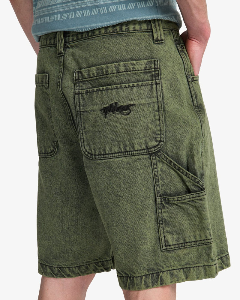 Load image into Gallery viewer, Billabong Men's Bad Dog Workwear Denim Shorts Moss Green EBYDS03002-GLW0
