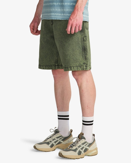 Billabong Men's Bad Dog Workwear Denim Shorts Moss Green EBYDS03002-GLW0