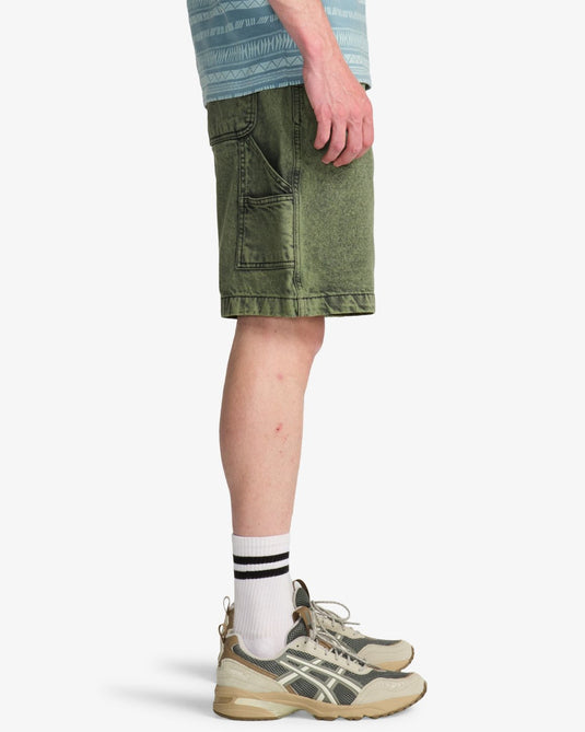 Billabong Men's Bad Dog Workwear Denim Shorts Moss Green EBYDS03002-GLW0