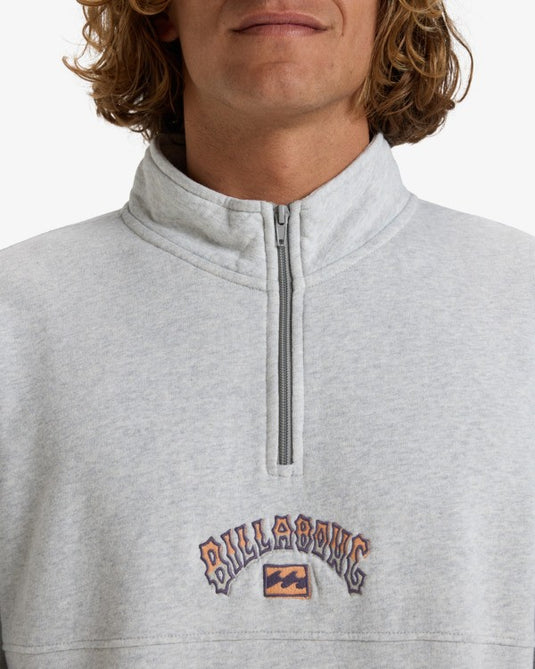 Billabong Men's Burleigh Half Zip Pullover Sweatshirt Light Grey Heather EBYFT00130_LGH