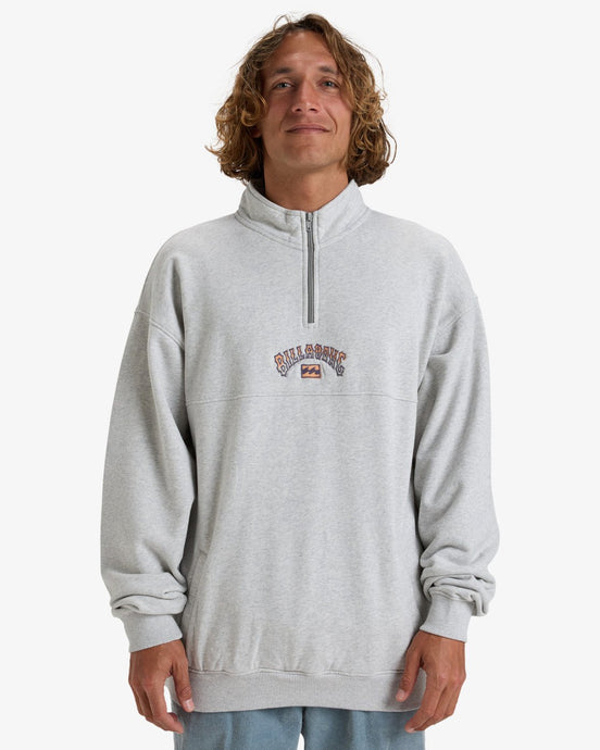 Billabong Men's Burleigh Half Zip Pullover Sweatshirt Light Grey Heather EBYFT00130_LGH