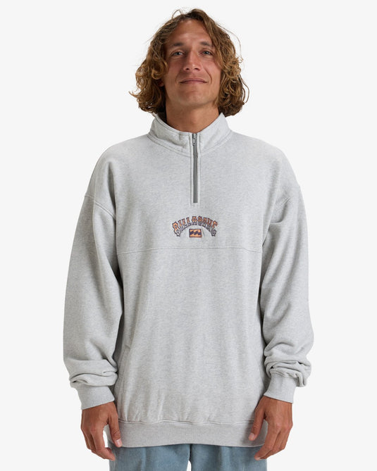 Billabong Men's Burleigh Half Zip Pullover Sweatshirt Light Grey Heather EBYFT00130_LGH