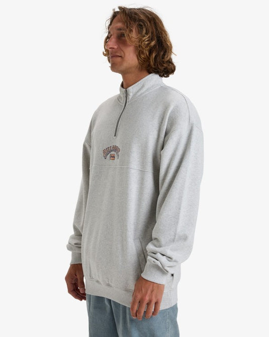 Billabong Men's Burleigh Half Zip Pullover Sweatshirt Light Grey Heather EBYFT00130_LGH