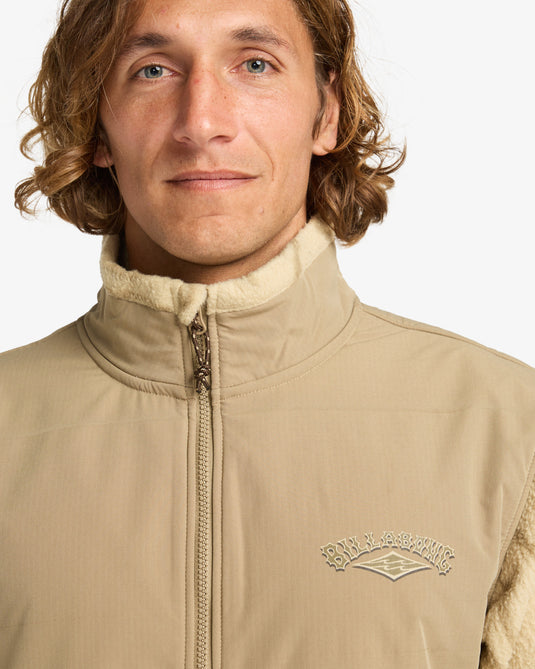 Billabong Men's Boundary Re-Issue Full Zip Mock Neck Fleece Desert EBYFT00144-DES