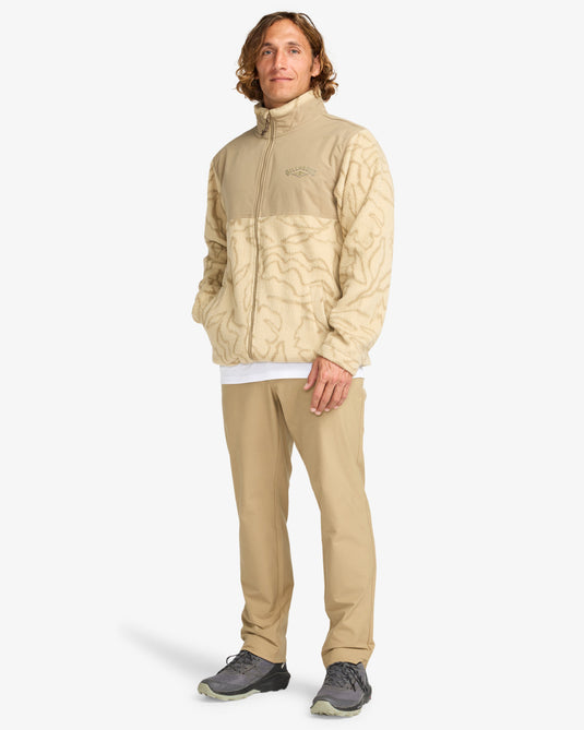 Billabong Men's Boundary Re-Issue Full Zip Mock Neck Fleece Desert EBYFT00144-DES