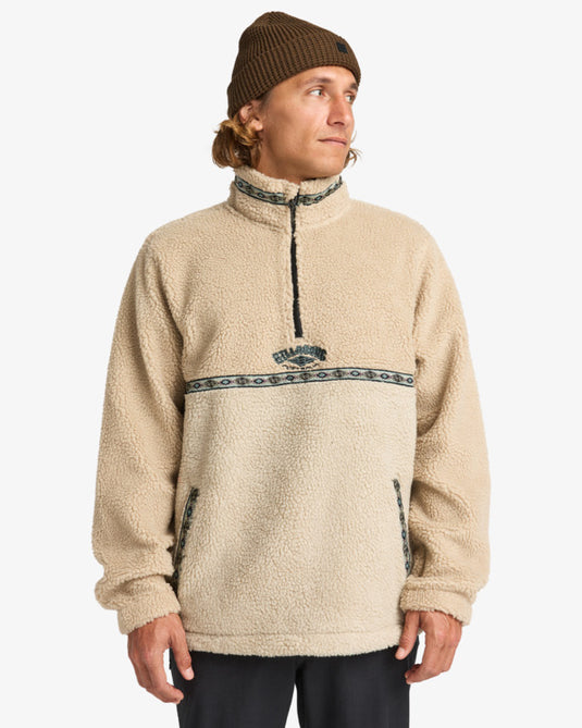 Billabong Men's Boundary Tombstone Half Zip Mock Fleece Desert EBYFT00158-DES