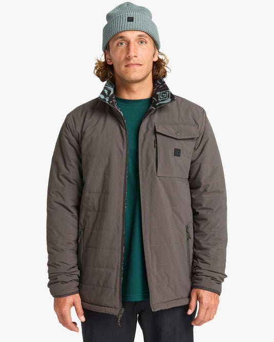 Billabong Men's Unwind Revo 10K Reversible Puffer Jacket Raven EBYJK00124-RAV