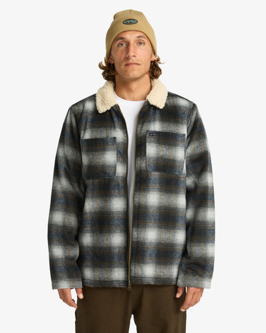 Billabong Men's Hills Sherpa Lined Wool Plain Jacket Raven EBYJK00136-RAV