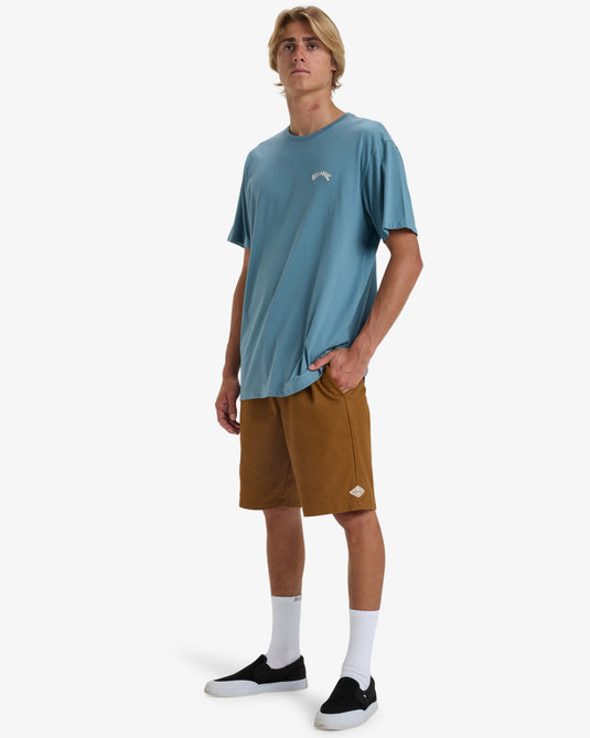 Billabong Men's Arch Crew Short Sleeve T-Shirt Glacier Blue EBYKT00100_BMC0