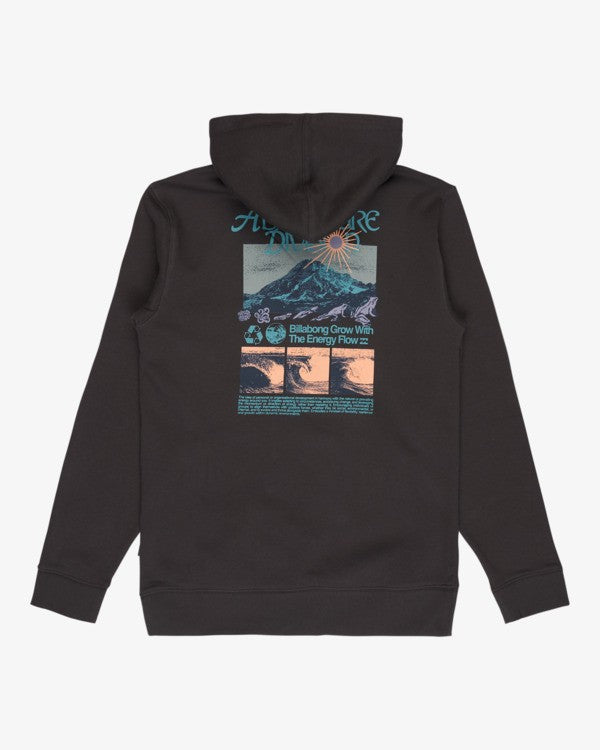 Load image into Gallery viewer, Billabong Men&#39;s Compass Po Hoodie Washed Black EBYSF00173-WAA
