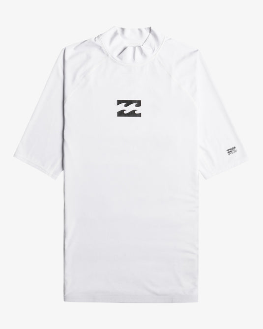 Billabong Men's Waves All Day Short Sleeve Rashguard White EBYWR00101-WHT