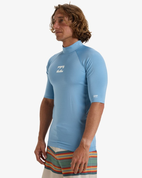 Load image into Gallery viewer, Billabong Men's Waves All Day UV Short Sleeve Rash Vest Sky Blue EBYWR00101-BJD0
