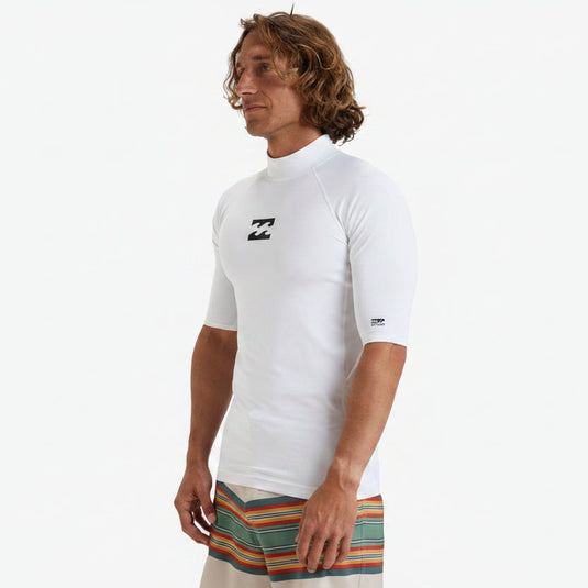 Billabong Men's Waves All Day Short Sleeve Rashguard White EBYWR00101-WHT