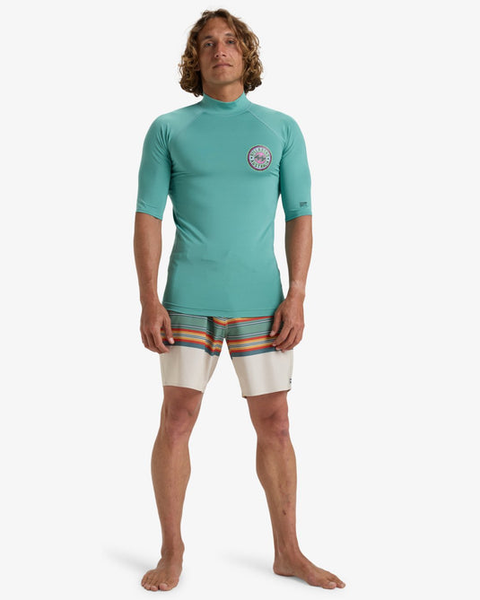 Billabong Men's Know The Feeling Short Sleeves UPF 50 Surf T-Shirt Dusty Teal EBYWR03020-BLS0