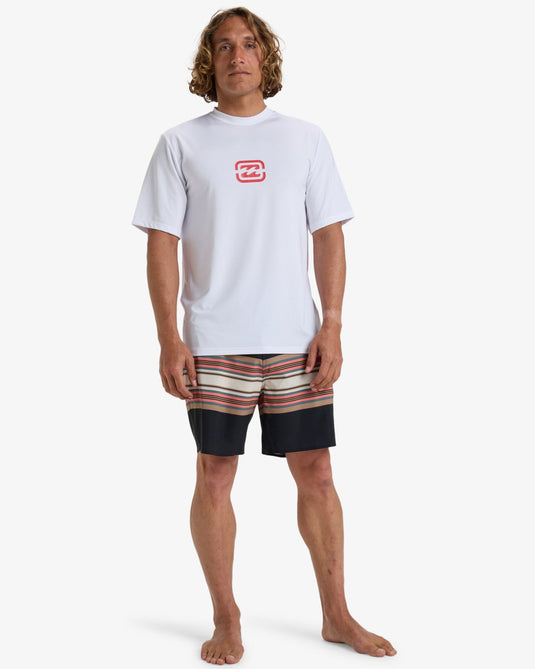Billabong Men's Bracket Wave Short Sleeves UPF 50 Surf T-Shirt White EBYWR03021-WHT