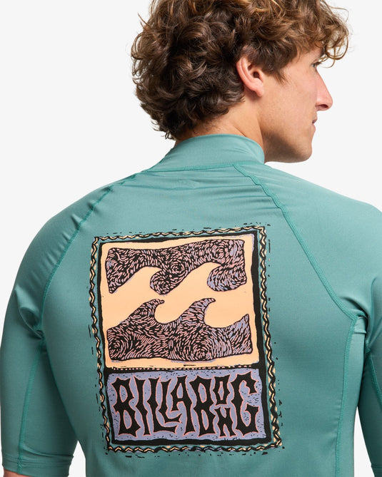 Billabong Men's Re Issue Short Sleeve Rashguard Sea Green EBYWR03027-BMR0