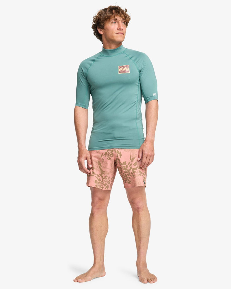 Load image into Gallery viewer, Billabong Men's Re Issue Short Sleeve Rashguard Sea Green EBYWR03027-BMR0
