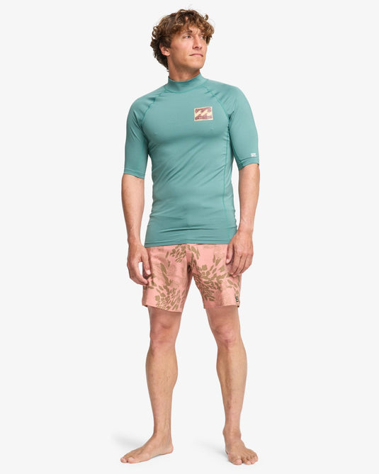 Billabong Men's Re Issue Short Sleeve Rashguard Sea Green EBYWR03027-BMR0