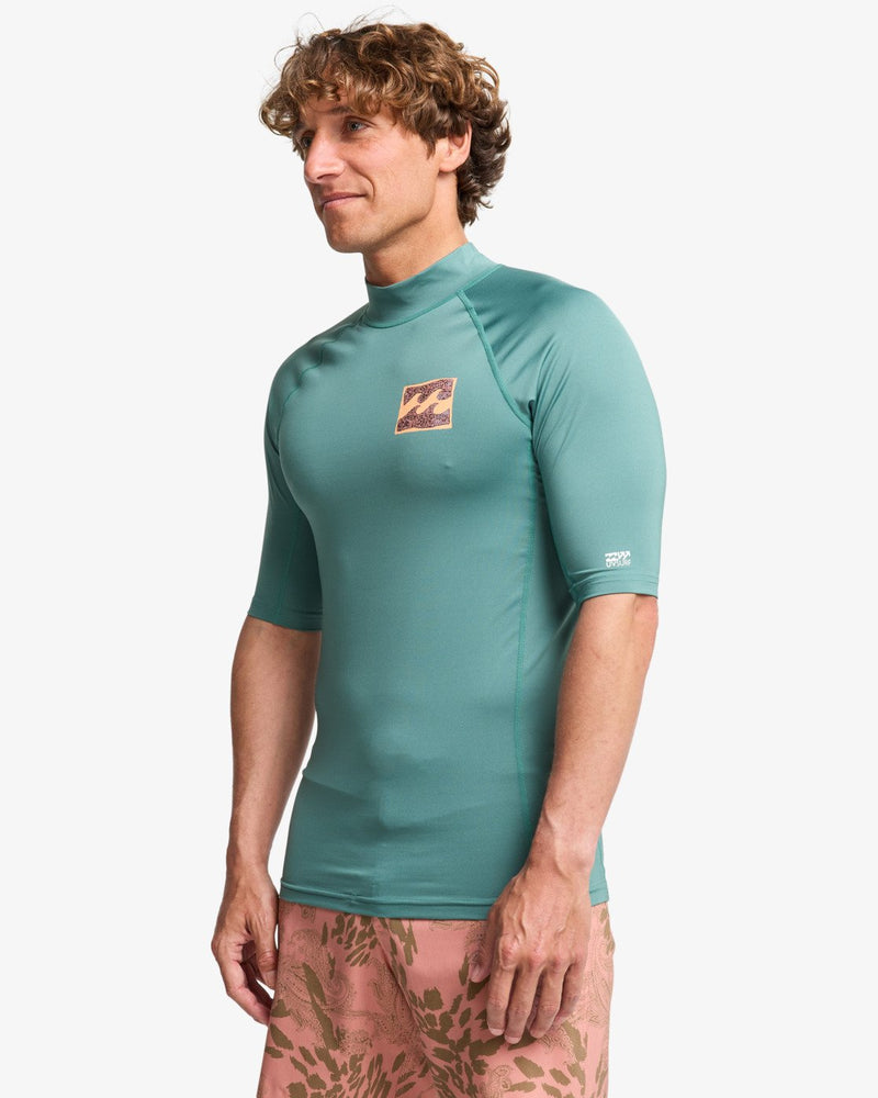 Load image into Gallery viewer, Billabong Men's Re Issue Short Sleeve Rashguard Sea Green EBYWR03027-BMR0
